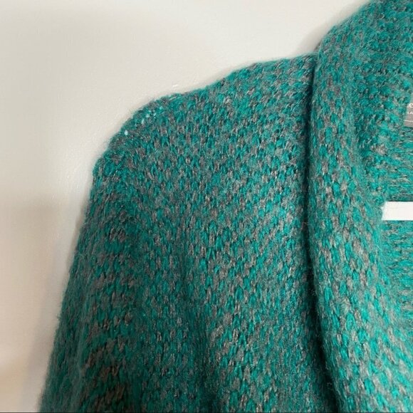 Wooden Ships Green Mohair Blend Open Front Sweater Cardigan - Picture 2 of 7